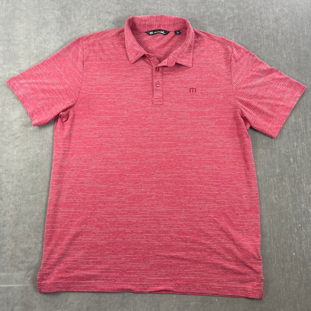 TravisMathew‎ Men Large Red Polo Shirt Short Sleeve Performance Stretch